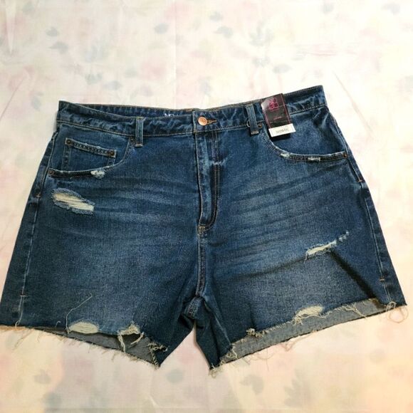 Junior High Rise Denim Shorts - Picture 1 of 9